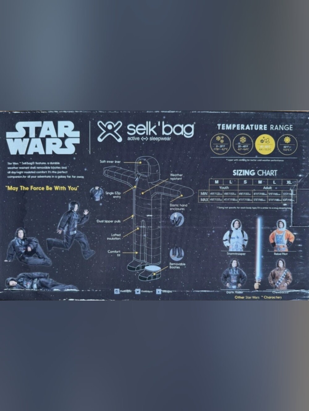 STAR WARS Darth Vader Selk’Bag onesie sleeping bag Adult size Medium - Picture 7 of 12